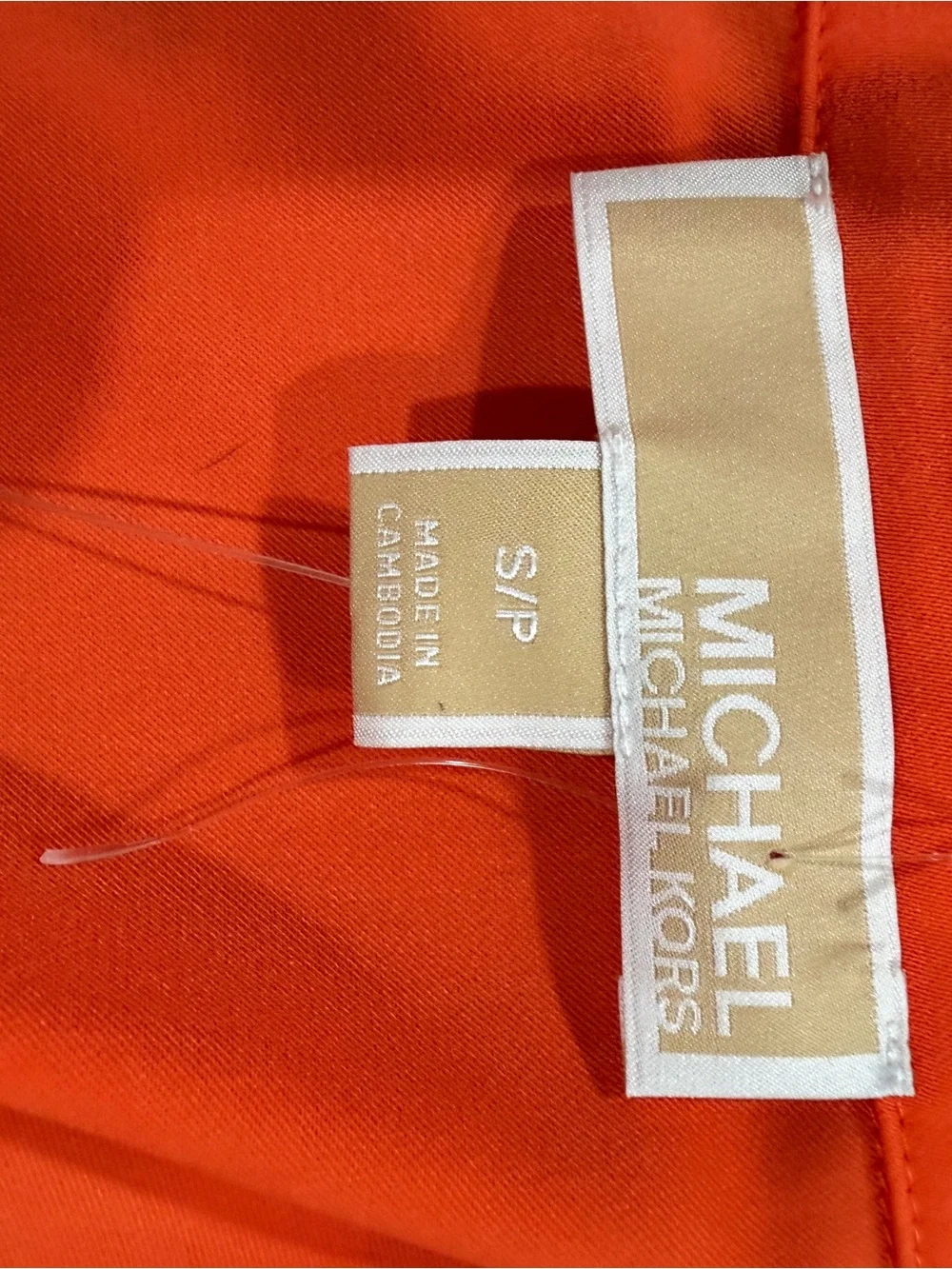 Michael Kors Vibrant Orange Short-Sleeve Button-Down Blouse